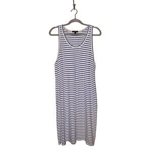 J.CREW $98 Blue White‎ Stripe Scoop Neck Cotton Knit Racerback Tank Dress XXL
